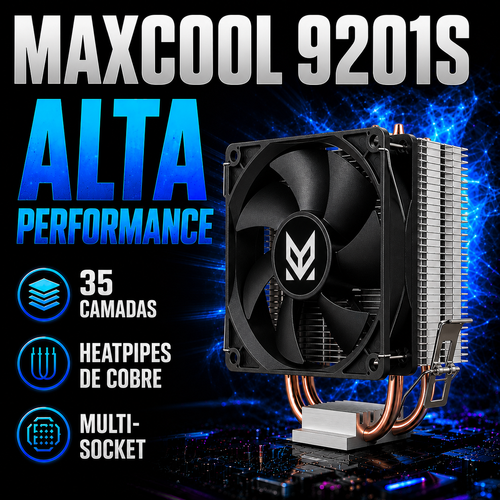 Cooler Gamer Maxcool MX-9201S 92mm | Compatível Intel e AMD | Até 115W TDP