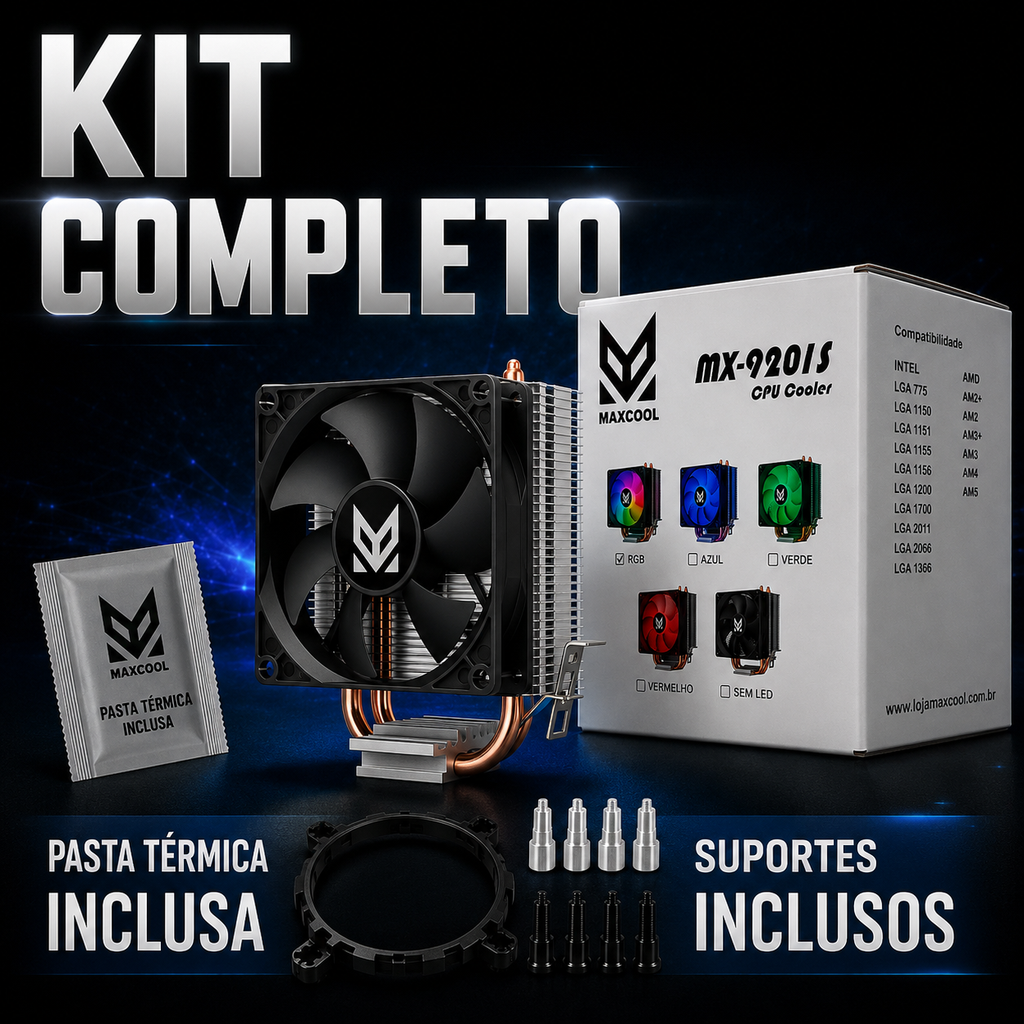 Cooler Gamer Maxcool MX-9201S 92mm | Compatível Intel e AMD | Até 115W TDP