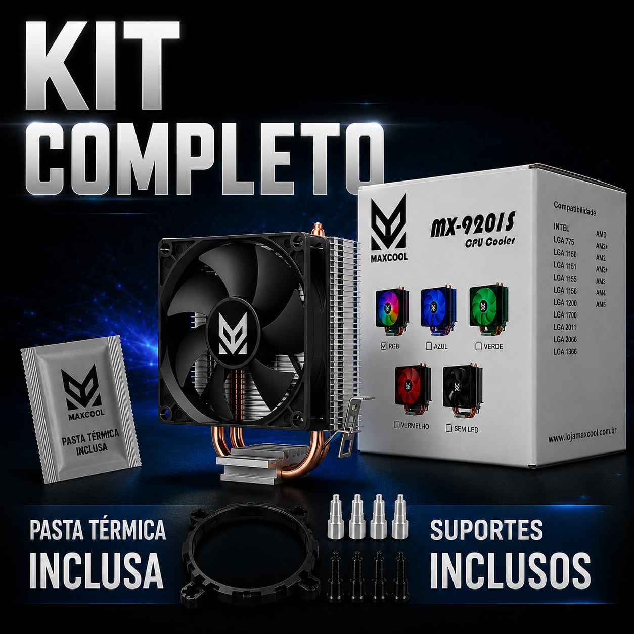 Cooler Gamer Maxcool MX-9201S 92mm | Compatível Intel e AMD | Até 115W TDP