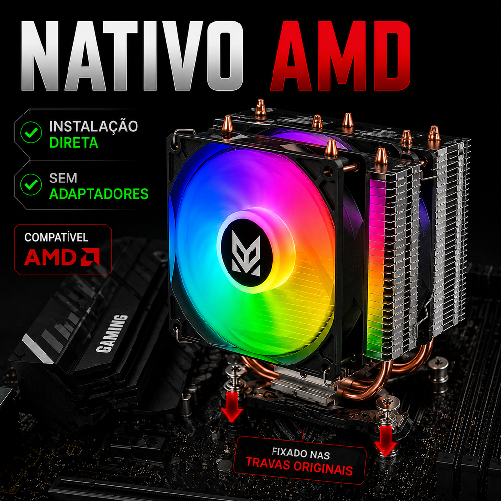 Cooler Gamer Maxcool MX-9201D Duplo LED 92mm | Compatível Intel e AMD | Até 130W TDP