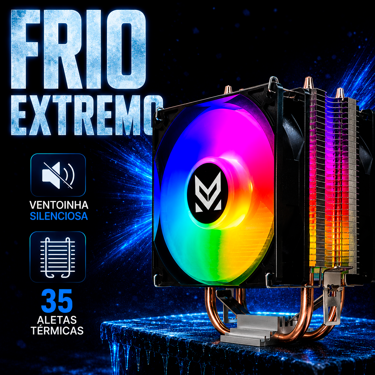 Cooler Gamer Maxcool MX-9201D Duplo LED 92mm | Compatível Intel e AMD | Até 130W TDP