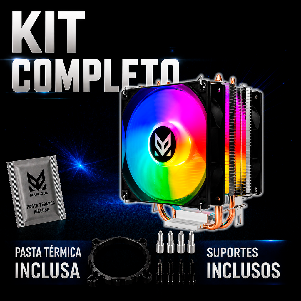 Cooler Gamer Maxcool MX-9201D Duplo LED 92mm | Compatível Intel e AMD | Até 130W TDP